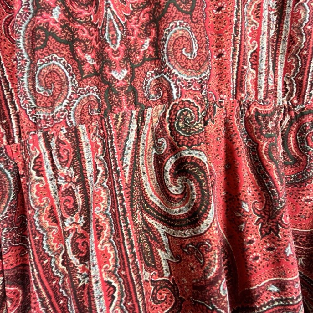 Lauren Ralph Lauren Paisley Tiered Dress Size 14 Boho Peasant Fall Midi - Picture 15 of 16